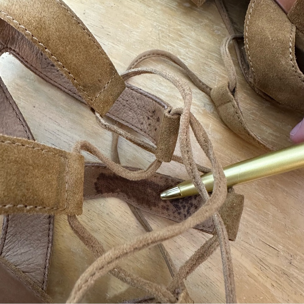 FRYE Chrissy Side Ghillie Cognac Brown Women's Dress Sandals Size 9 - Picture 10 of 14